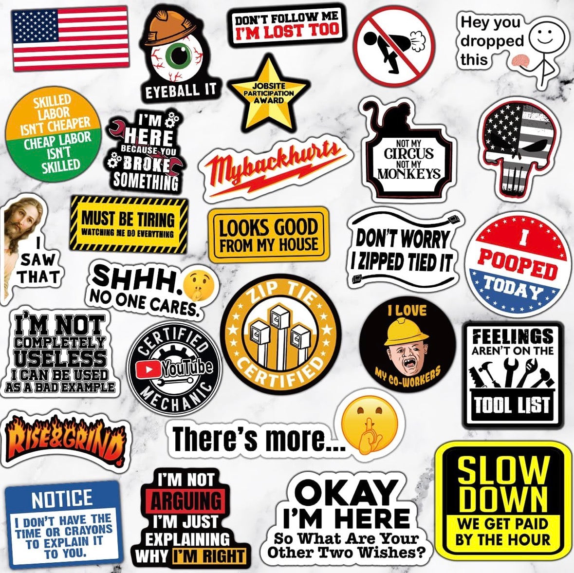 Funny Blue Collar Sticker Variety Pack (12 PCS)
