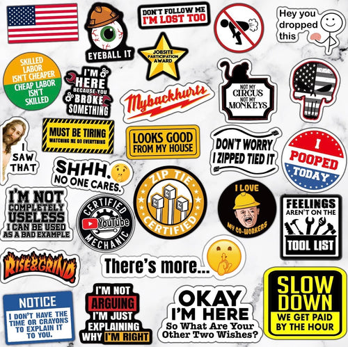 Funny Blue Collar Sticker Variety Pack (12 PCS)