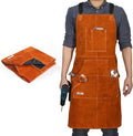 Leather Welding Work Apron with 6 Tool Pockets - 24" x 36", Adjustable M to XXXL