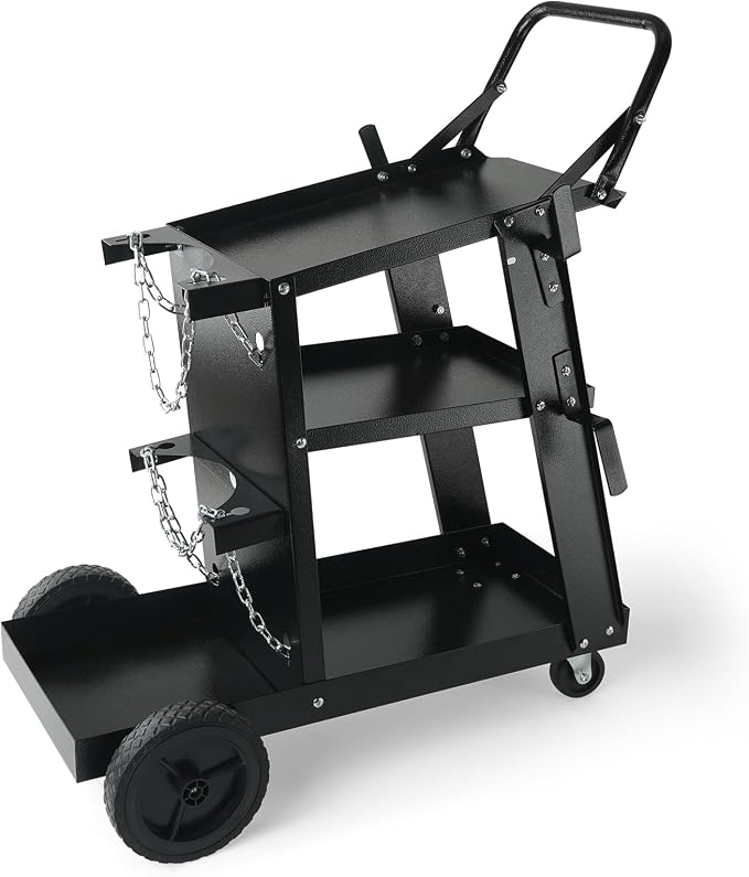 VEVOR 3-Tier Welding Cart – 400 LB Capacity | 360° Swivel Wheels | Tank Storage