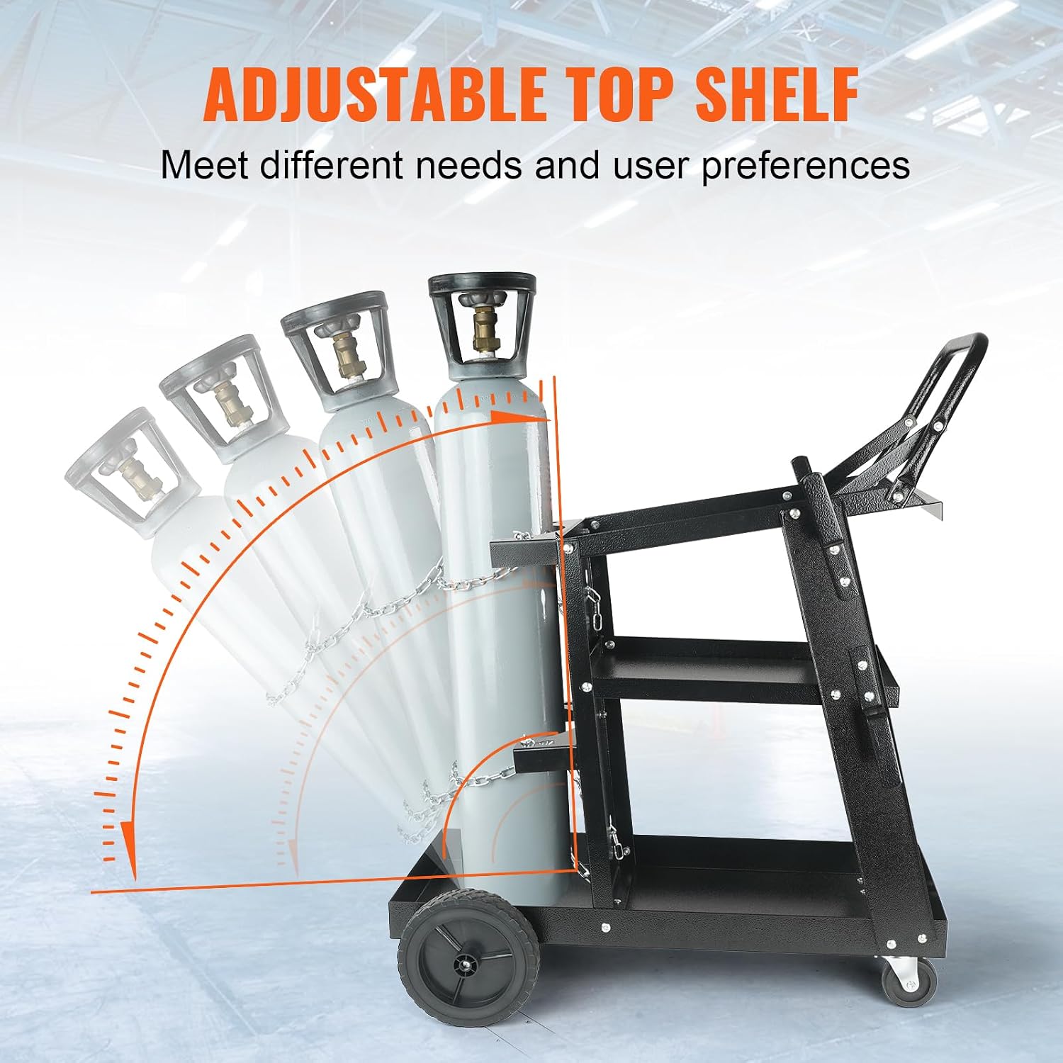 VEVOR 3-Tier Welding Cart – 400 LB Capacity | 360° Swivel Wheels | Tank Storage