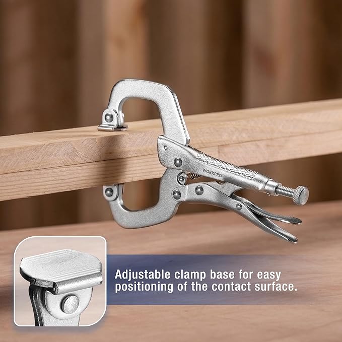 WORKPRO 6" Locking C-Clamp with Swivel Pads | Heavy Duty Vise Grip Welding Clamp
