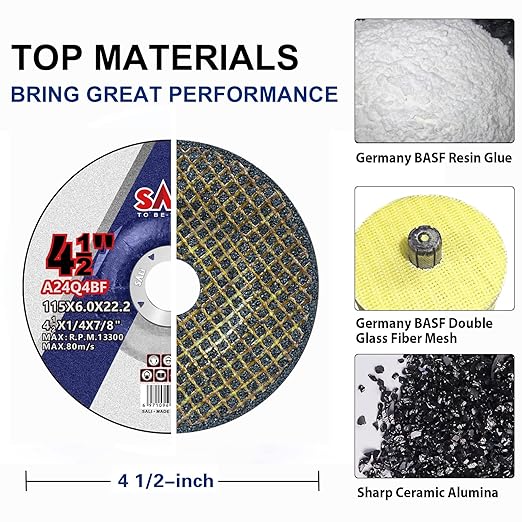 SALI 4-1/2" Aluminum Oxide Grinding Wheel for Metal & Stainless Steel