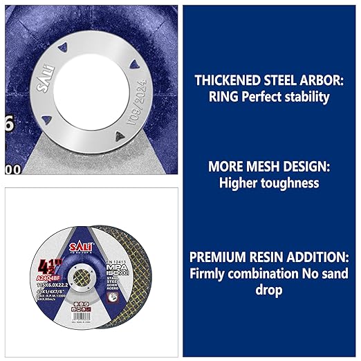 SALI 4-1/2" Aluminum Oxide Grinding Wheel for Metal & Stainless Steel