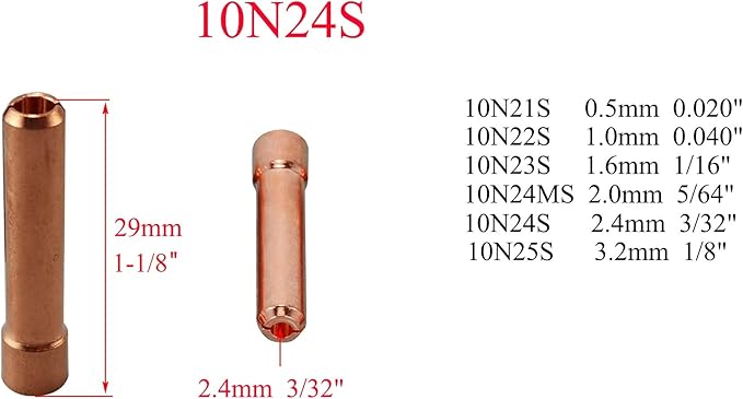 RIVERWELD TIG Stubby Gas Lens & Collet Body Kit 3/32" (2pcs)