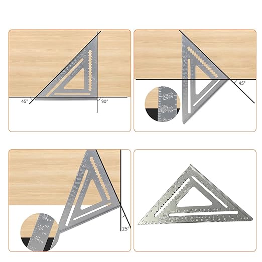 ALLWIN 12" Aluminum Rafter Square with Double-Sided Engraved Scales