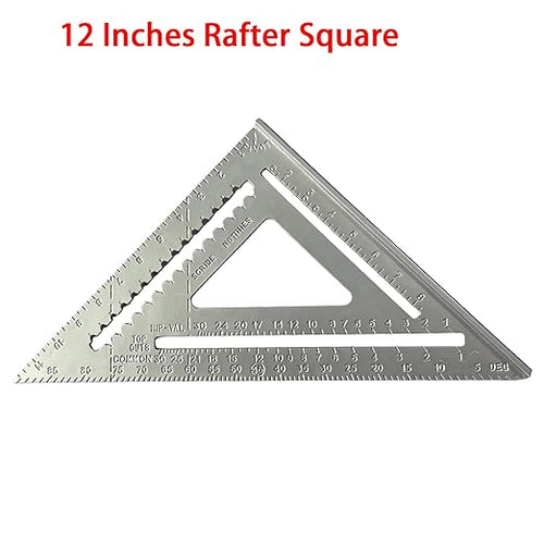 ALLWIN 12" Aluminum Rafter Square with Double-Sided Engraved Scales