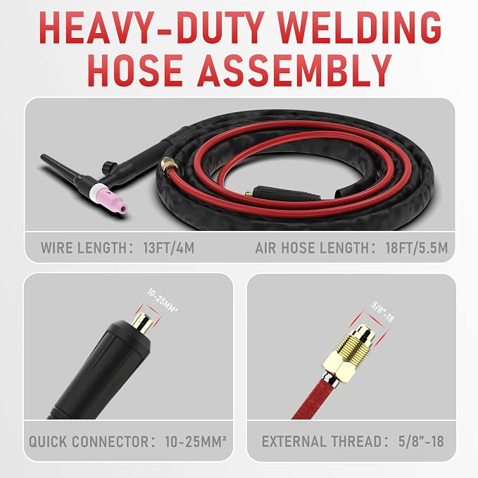 YESWELDER WP-17V Air Cooled TIG Torch 13ft – 150Amp Lift TIG | 10-25mm²