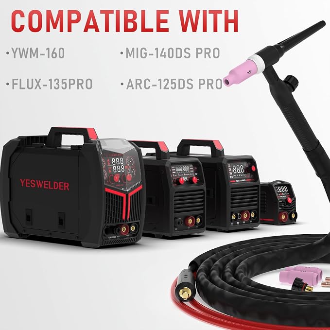 YESWELDER WP-17V Air Cooled TIG Torch 13ft – 150Amp Lift TIG | 10-25mm²