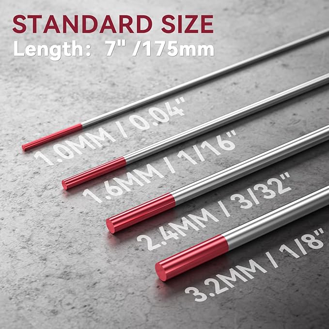 ARCCAPTAIN TIG Tungsten Electrode 10-Pack 3/32" x 7" – WT20 Red (EWTh-2)