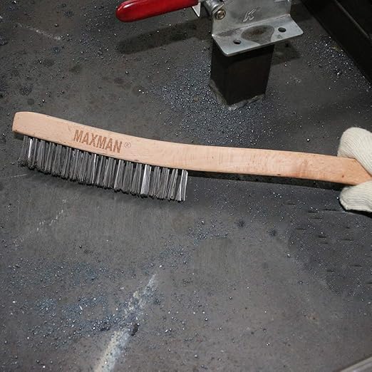 MAXMAN Heavy Duty Stainless Steel Wire Brush with 14" Beech Handle