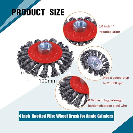 WENORA 4" Twist Knotted Wire Wheel Brush for Angle Grinder